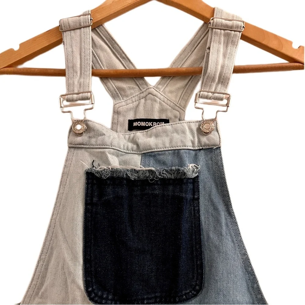 Momokrom Distressed Patchwork Denim Overalls Dolls Kill - Picture 11 of 12